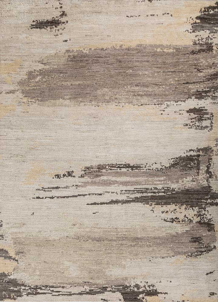 entropy grey and black wool hand knotted Rug - HeadShot