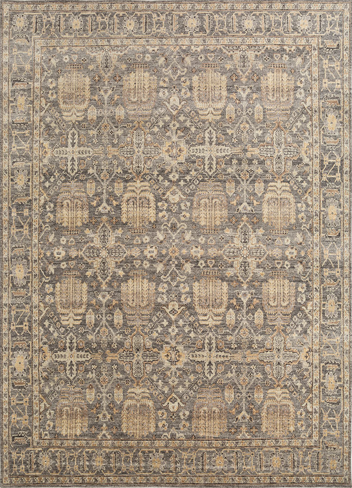 erbe grey and black wool hand knotted Rug - HeadShot