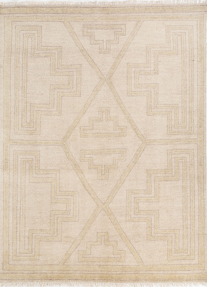 thyme gold wool hand knotted Rug - HeadShot