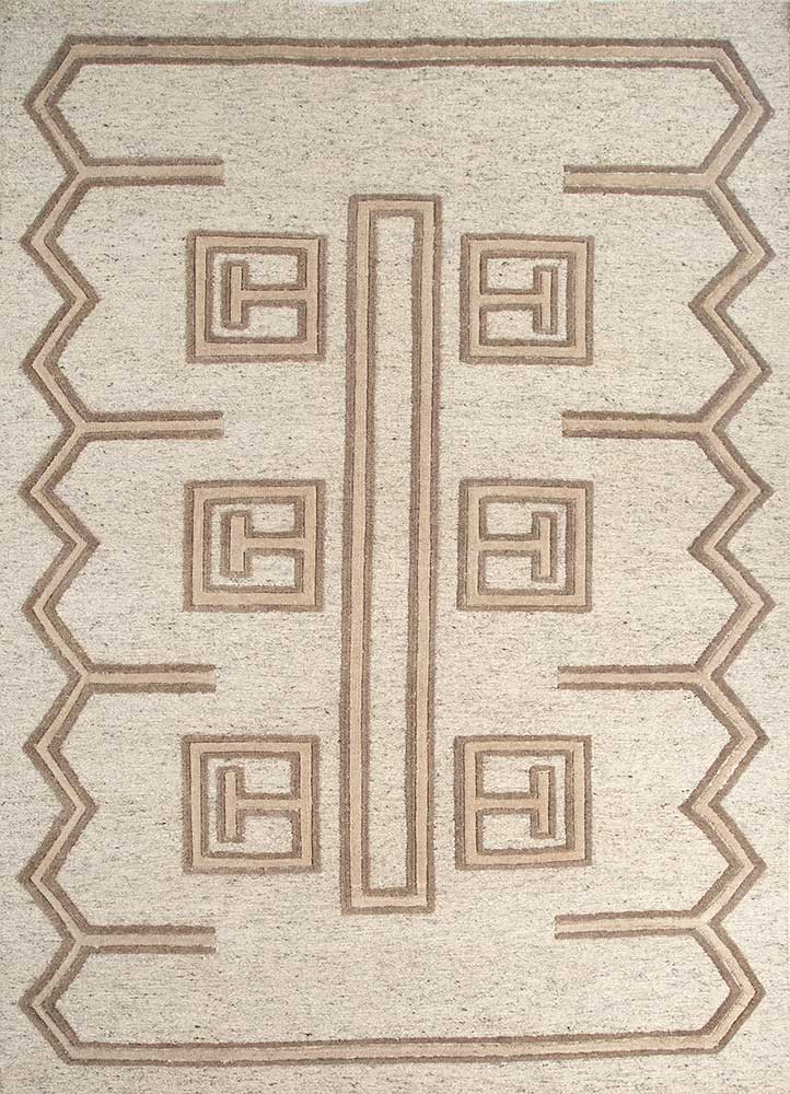 thyme ivory wool hand knotted Rug - HeadShot
