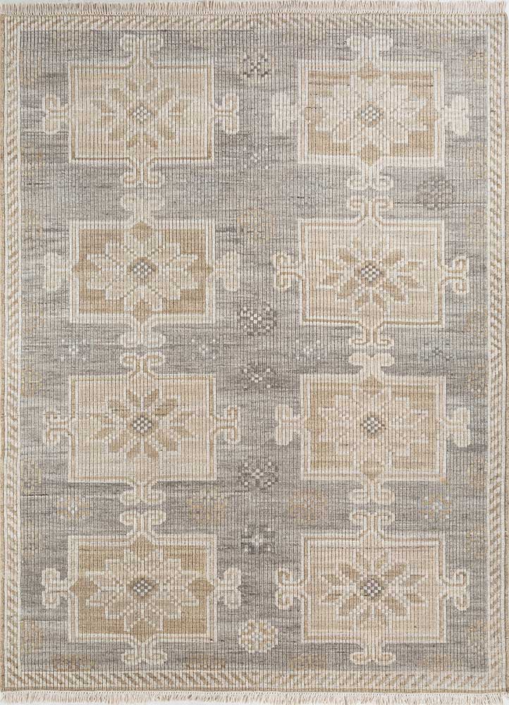 nuray blue wool hand knotted Rug - HeadShot
