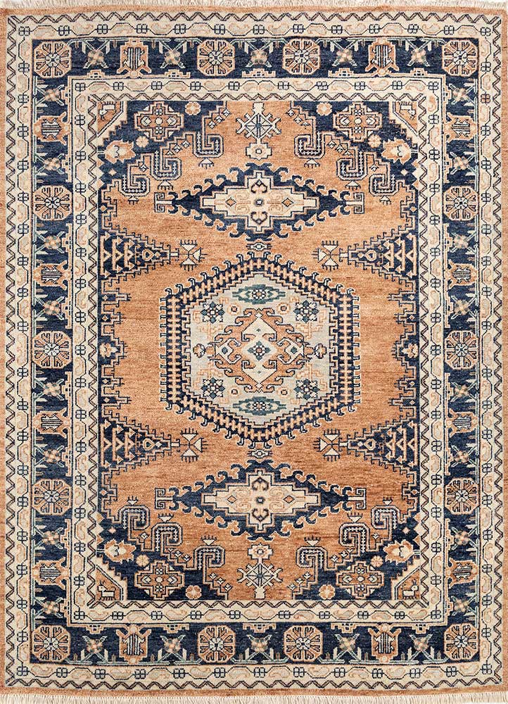 erbe red and orange wool hand knotted Rug - HeadShot
