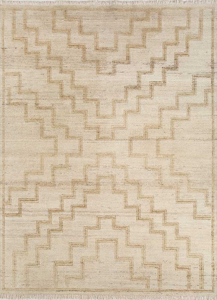 thyme gold wool hand knotted Rug - HeadShot