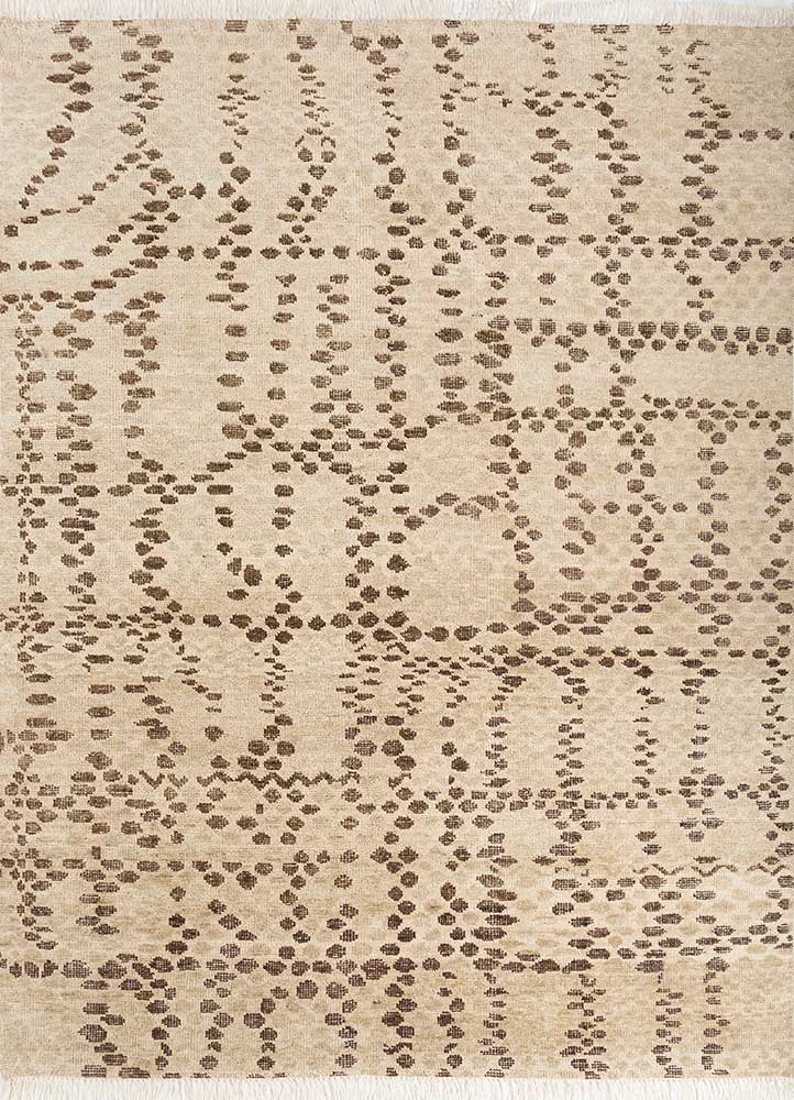 thyme beige and brown wool hand knotted Rug - HeadShot