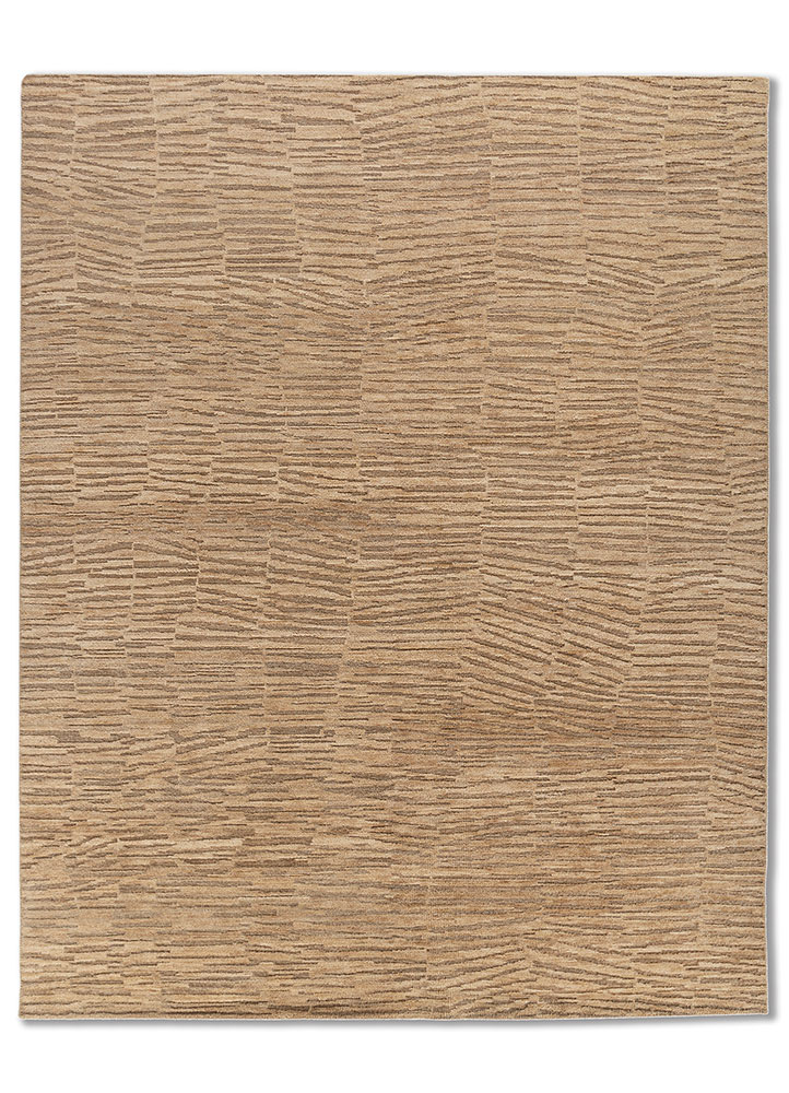 entropy beige and brown wool hand knotted Rug - HeadShot