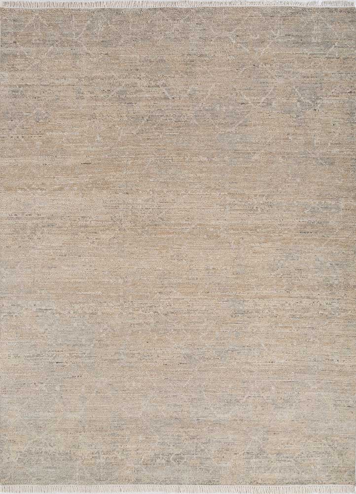 entropy beige and brown wool hand knotted Rug - HeadShot