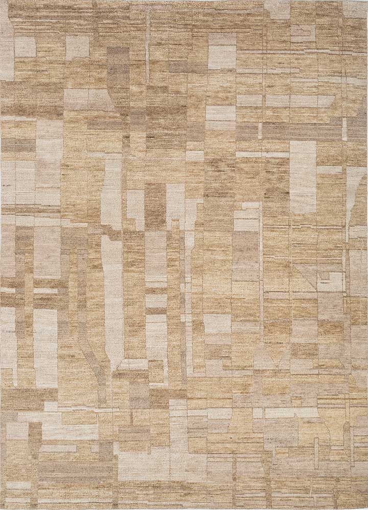 erbe beige and brown wool hand knotted Rug - HeadShot