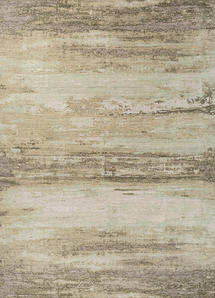 entropy blue wool hand knotted Rug - HeadShot