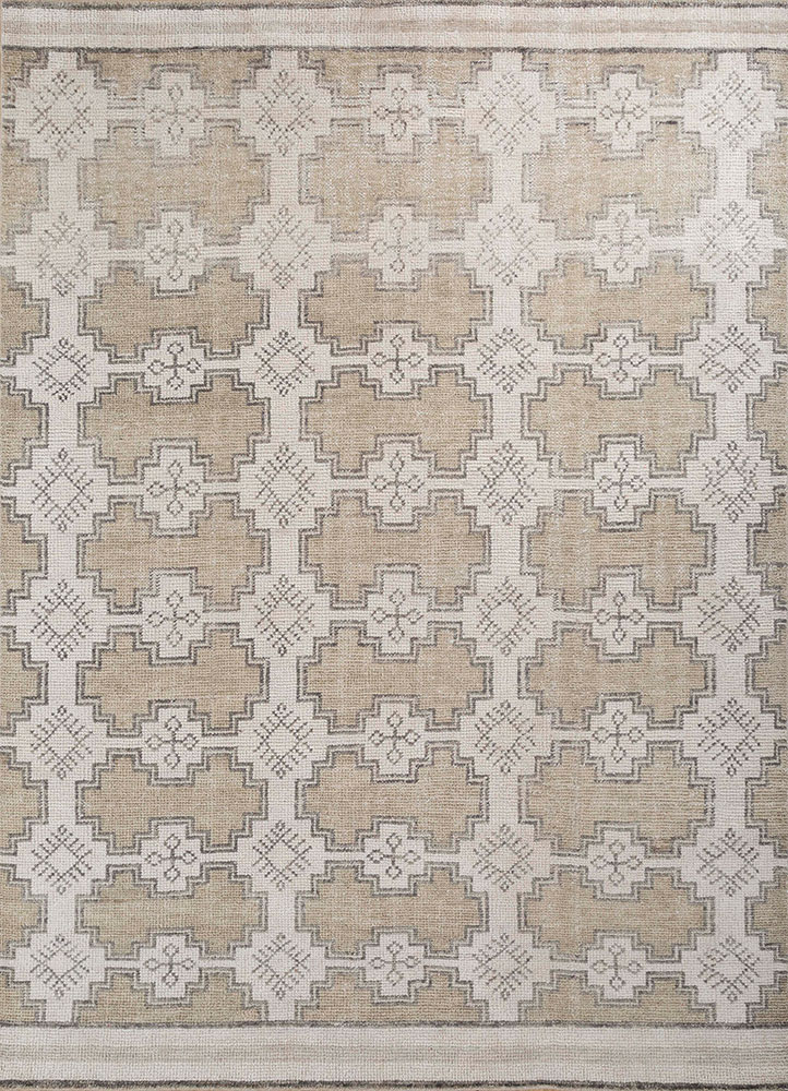 erbe ivory wool hand knotted Rug - HeadShot
