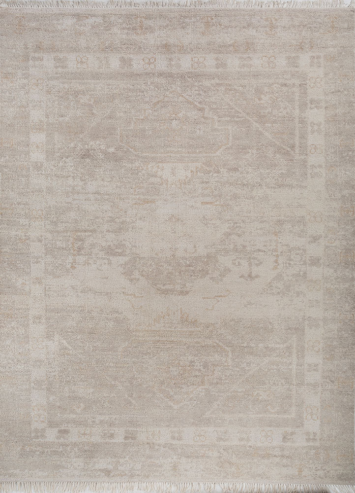 thyme ivory wool hand knotted Rug - HeadShot