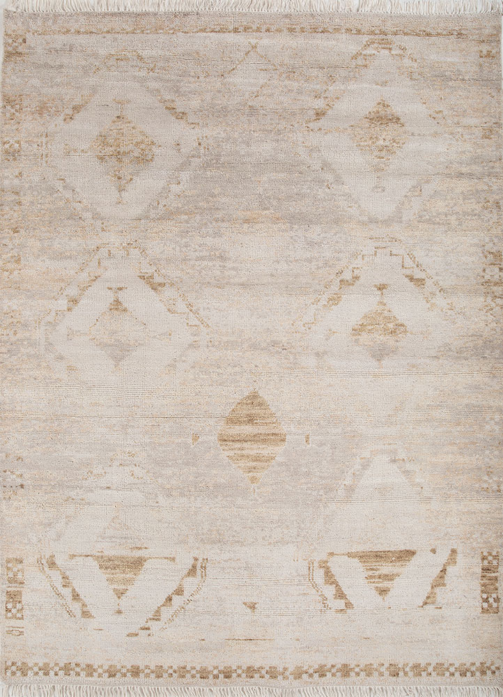 erbe ivory wool hand knotted Rug - HeadShot