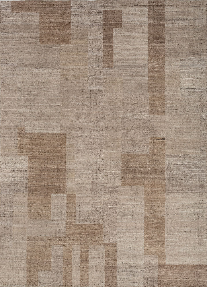 blythe beige and brown wool hand knotted Rug - HeadShot