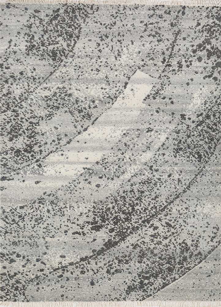uvenuti grey and black wool hand knotted Rug - HeadShot