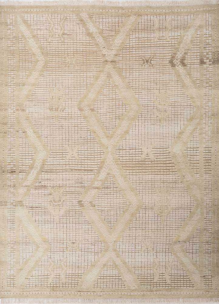 thyme gold wool hand knotted Rug - HeadShot