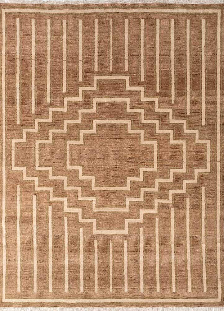 thyme red and orange wool hand knotted Rug - HeadShot