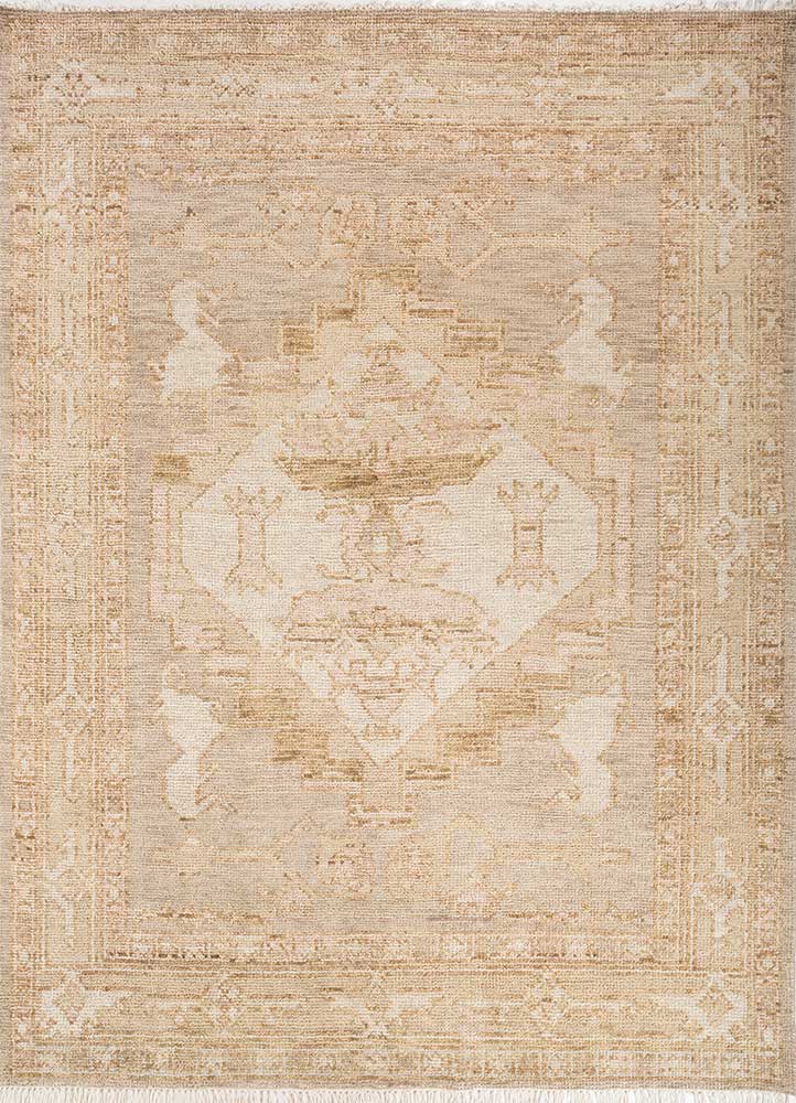 thyme ivory wool hand knotted Rug - HeadShot