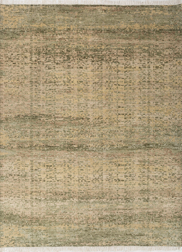 uvenuti green wool hand knotted Rug - HeadShot