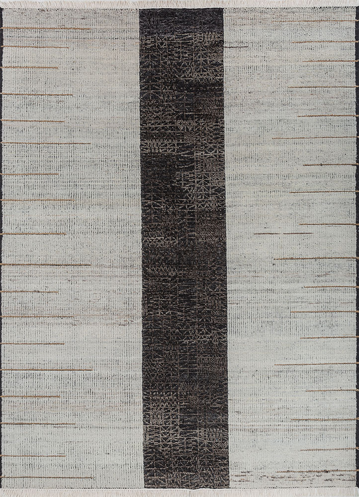 manifest grey and black afghan wool hand knotted Rug - HeadShot
