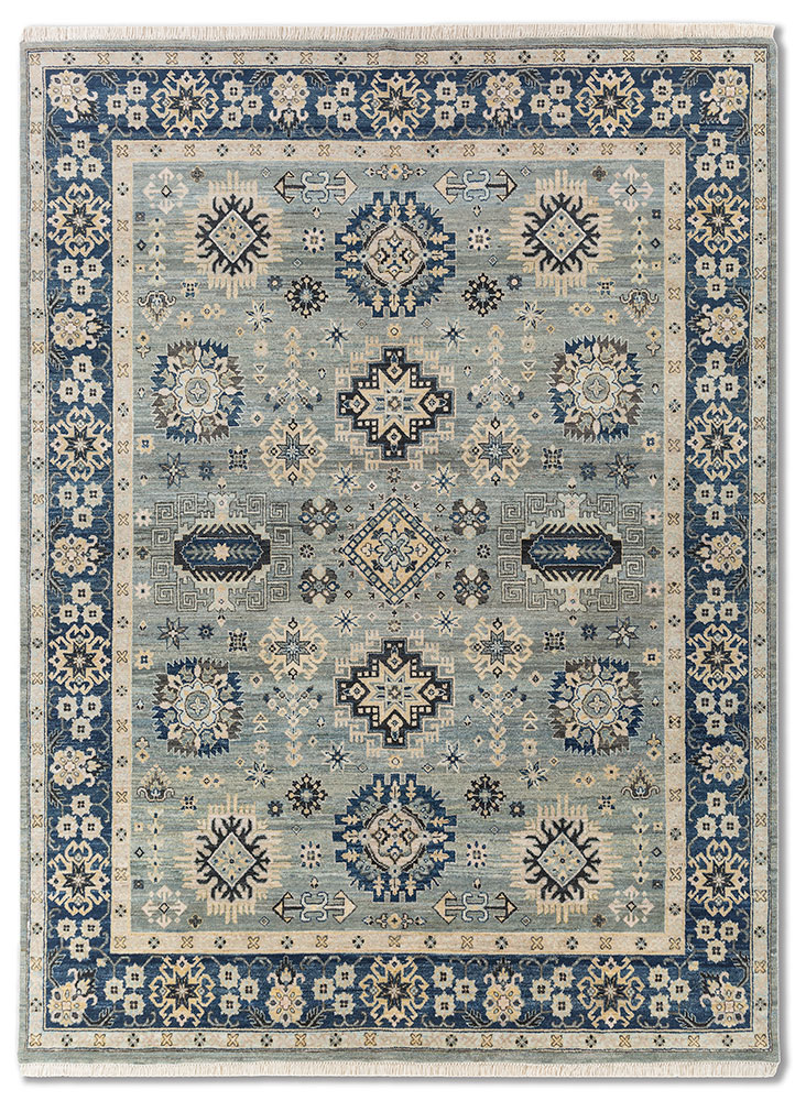 erbe blue wool hand knotted Rug - HeadShot