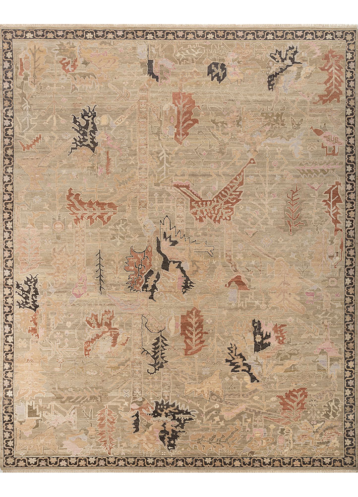 erbe ivory wool hand knotted Rug - HeadShot