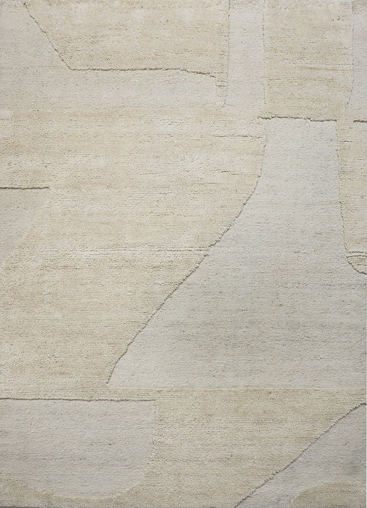zuri ivory wool hand knotted Rug - HeadShot