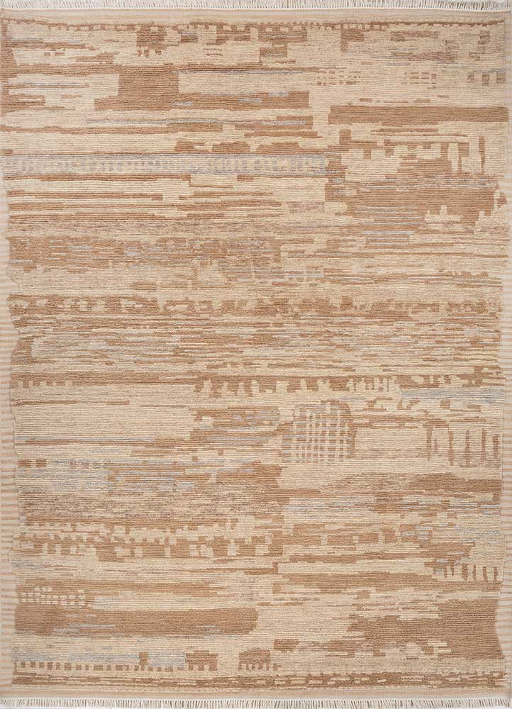 blythe beige and brown wool hand knotted Rug - HeadShot