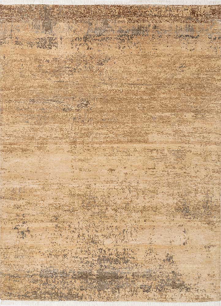 entropy beige and brown wool hand knotted Rug - HeadShot