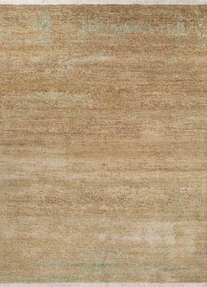 entropy gold wool hand knotted Rug - HeadShot