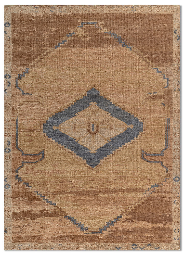 thyme red and orange wool hand knotted Rug - HeadShot
