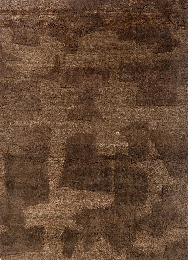 zuri beige and brown wool hand knotted Rug - HeadShot