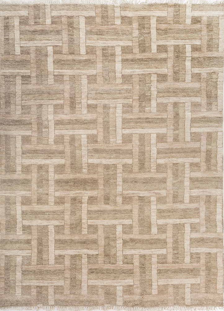 manifest beige and brown wool hand knotted Rug - HeadShot