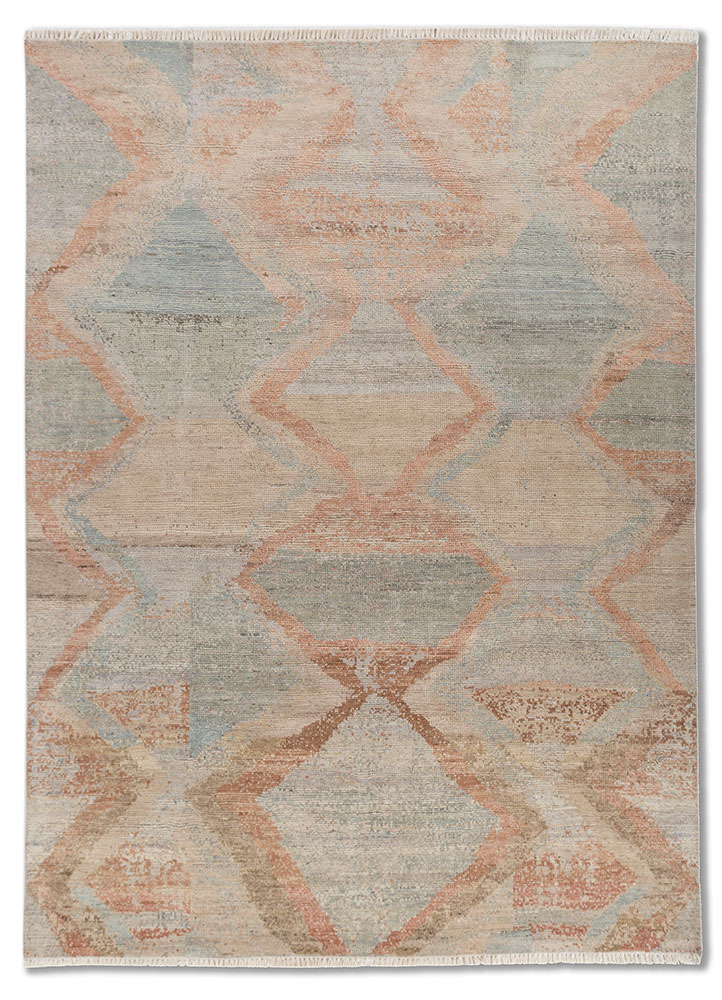 blythe beige and brown wool hand knotted Rug - HeadShot