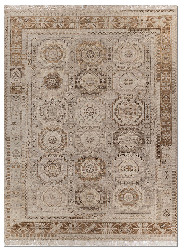 savana ivory wool hand knotted Rug - HeadShot