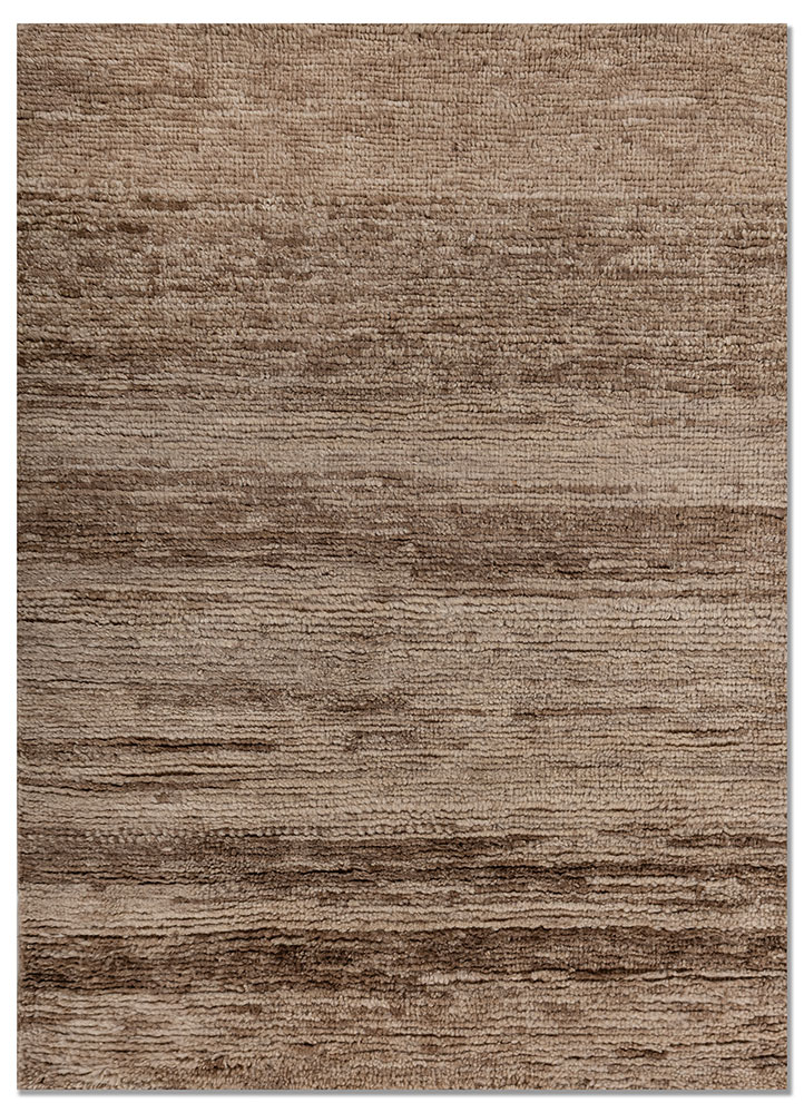 aprezo beige and brown wool hand knotted Rug - HeadShot