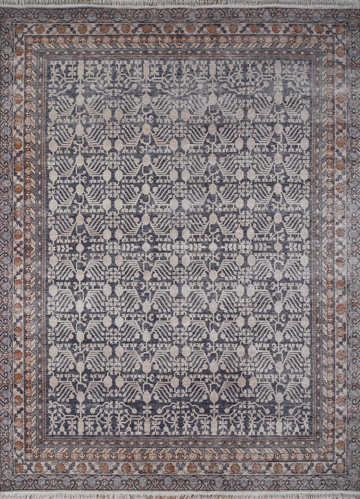 viscaya blue wool hand knotted Rug - HeadShot