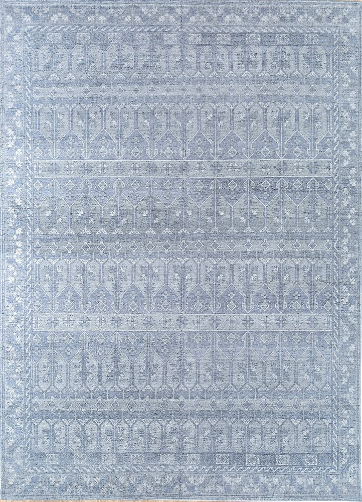 erbe blue wool hand knotted Rug - HeadShot