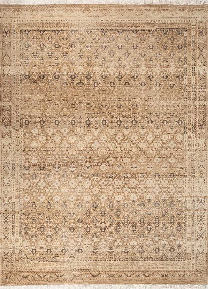 viscaya beige and brown wool hand knotted Rug - HeadShot