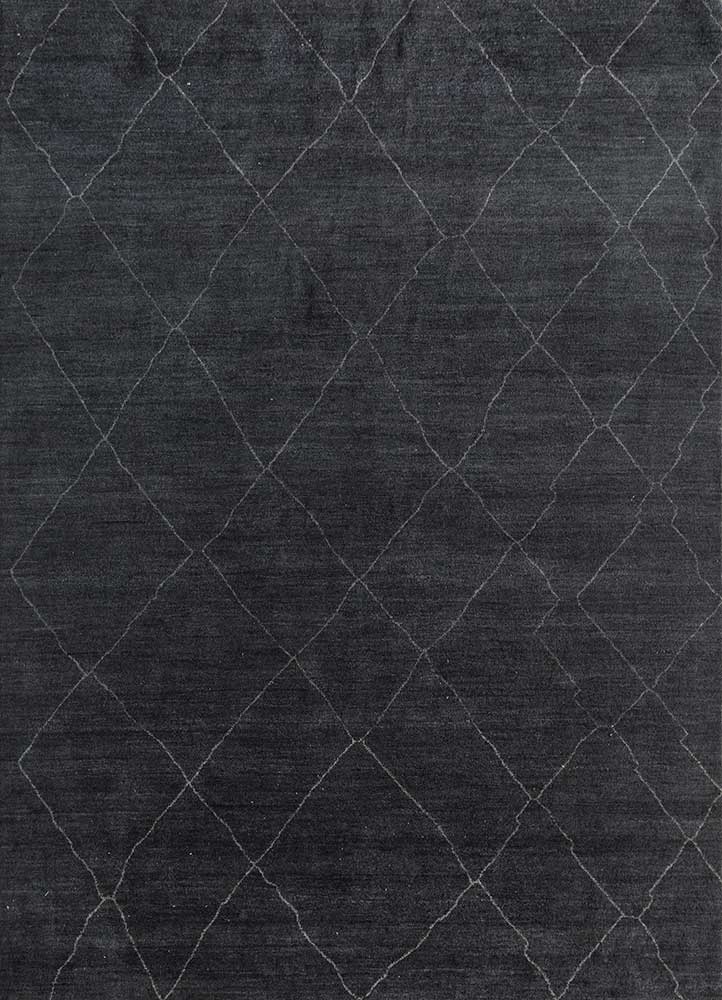 zuri grey and black wool hand knotted Rug - HeadShot