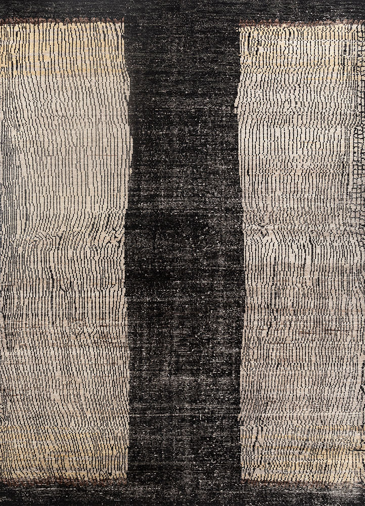 manifest grey and black afghan wool hand knotted Rug - HeadShot