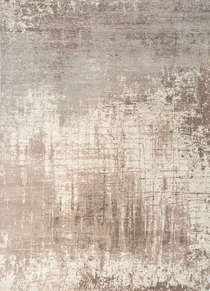 entropy ivory wool hand knotted Rug - HeadShot