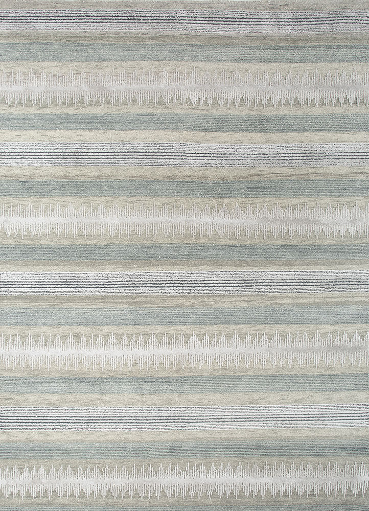 blythe blue wool hand knotted Rug - HeadShot