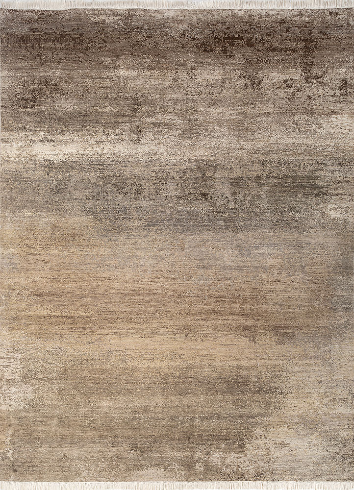 afterglow by kavi ivory afghan wool and silk hand knotted Rug - HeadShot