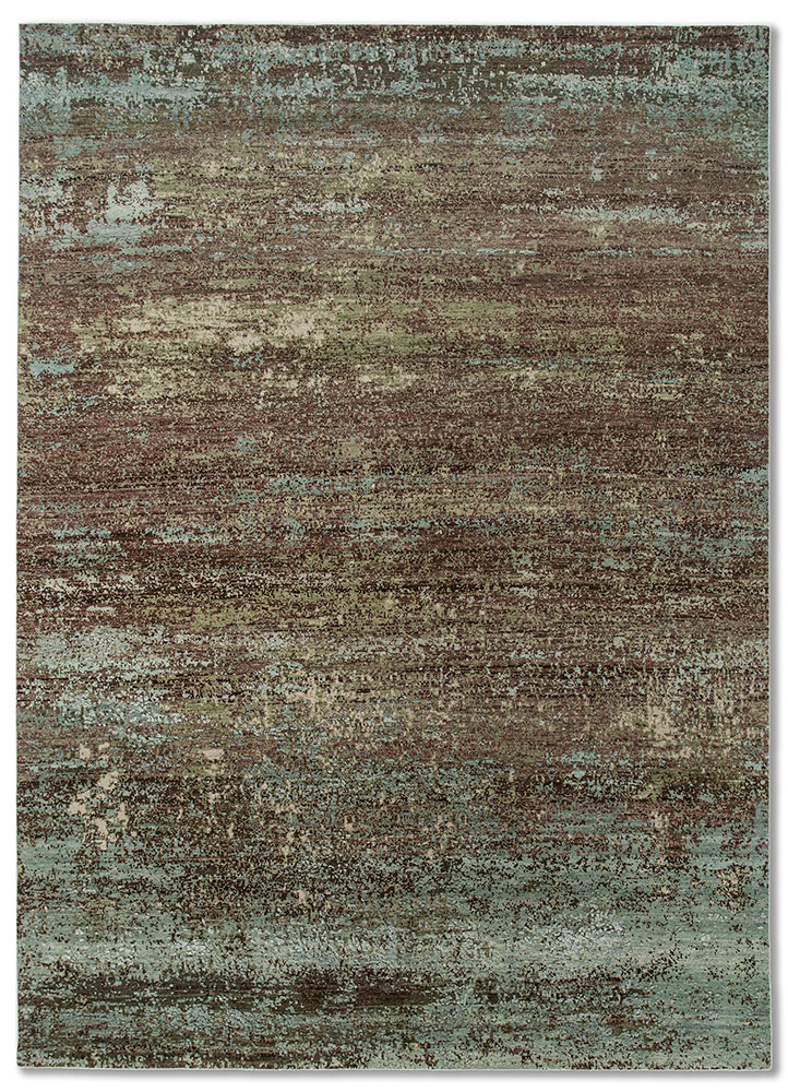 entropy ivory wool and silk hand knotted Rug - HeadShot