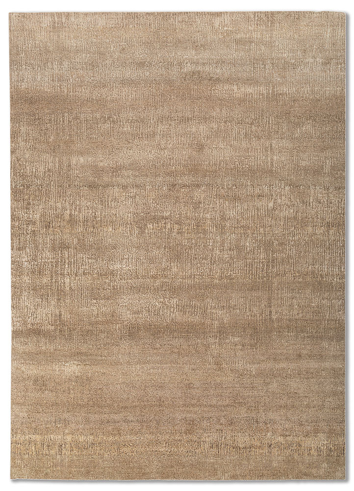 entropy gold wool and silk hand knotted Rug - HeadShot