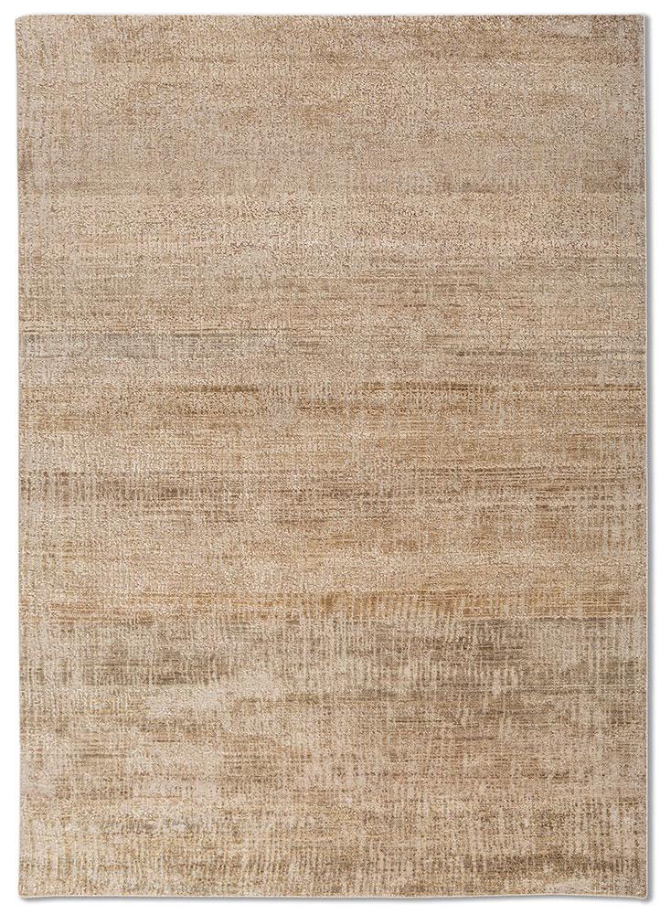 entropy beige and brown wool and silk hand knotted Rug - HeadShot