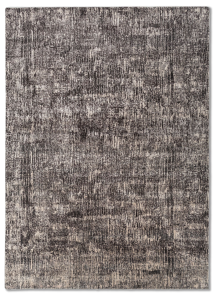 entropy ivory wool and silk hand knotted Rug - HeadShot