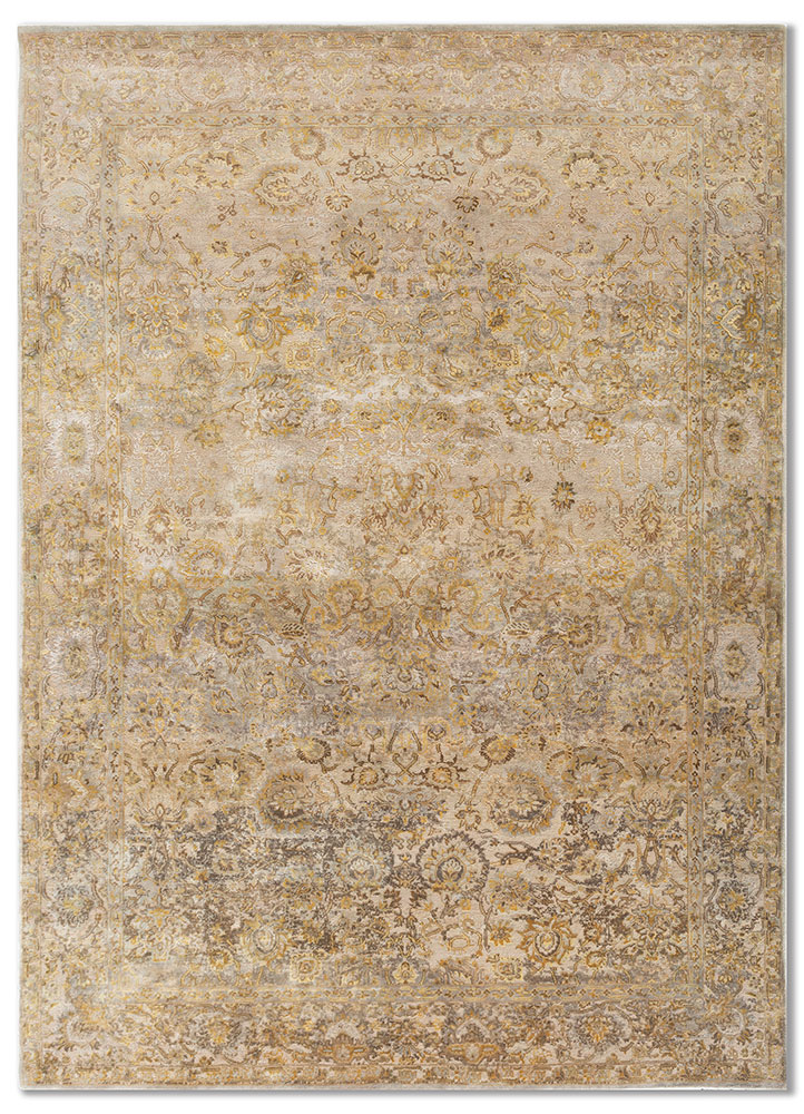 aurora blue wool and silk hand knotted Rug - HeadShot