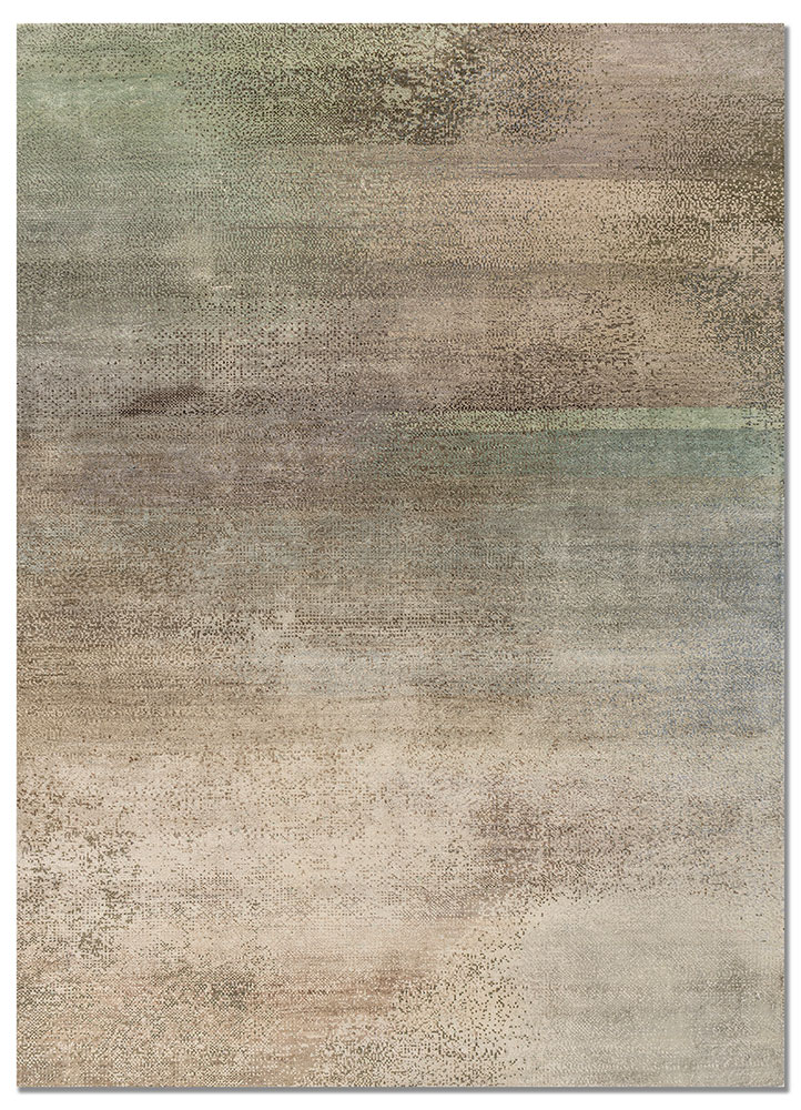 aprezo blue wool and silk hand knotted Rug - HeadShot