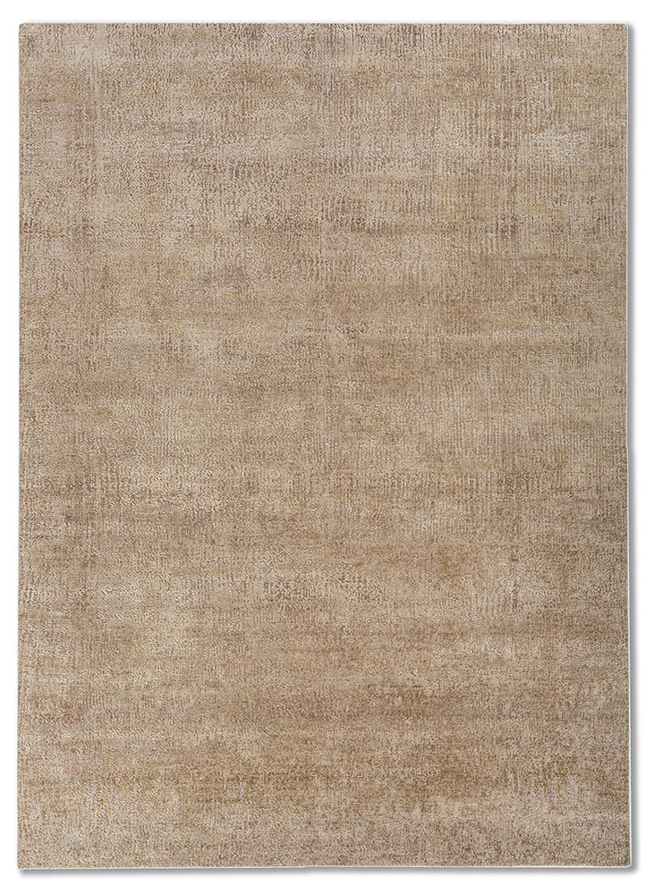 entropy beige and brown wool and silk hand knotted Rug - HeadShot
