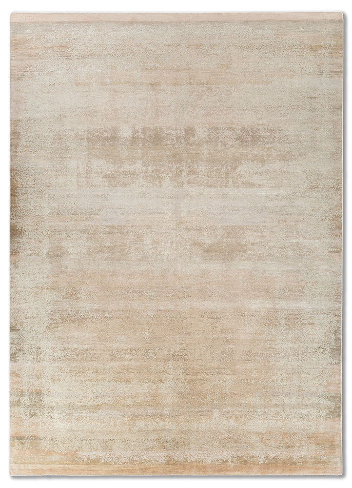 entropy beige and brown wool and silk hand knotted Rug - HeadShot